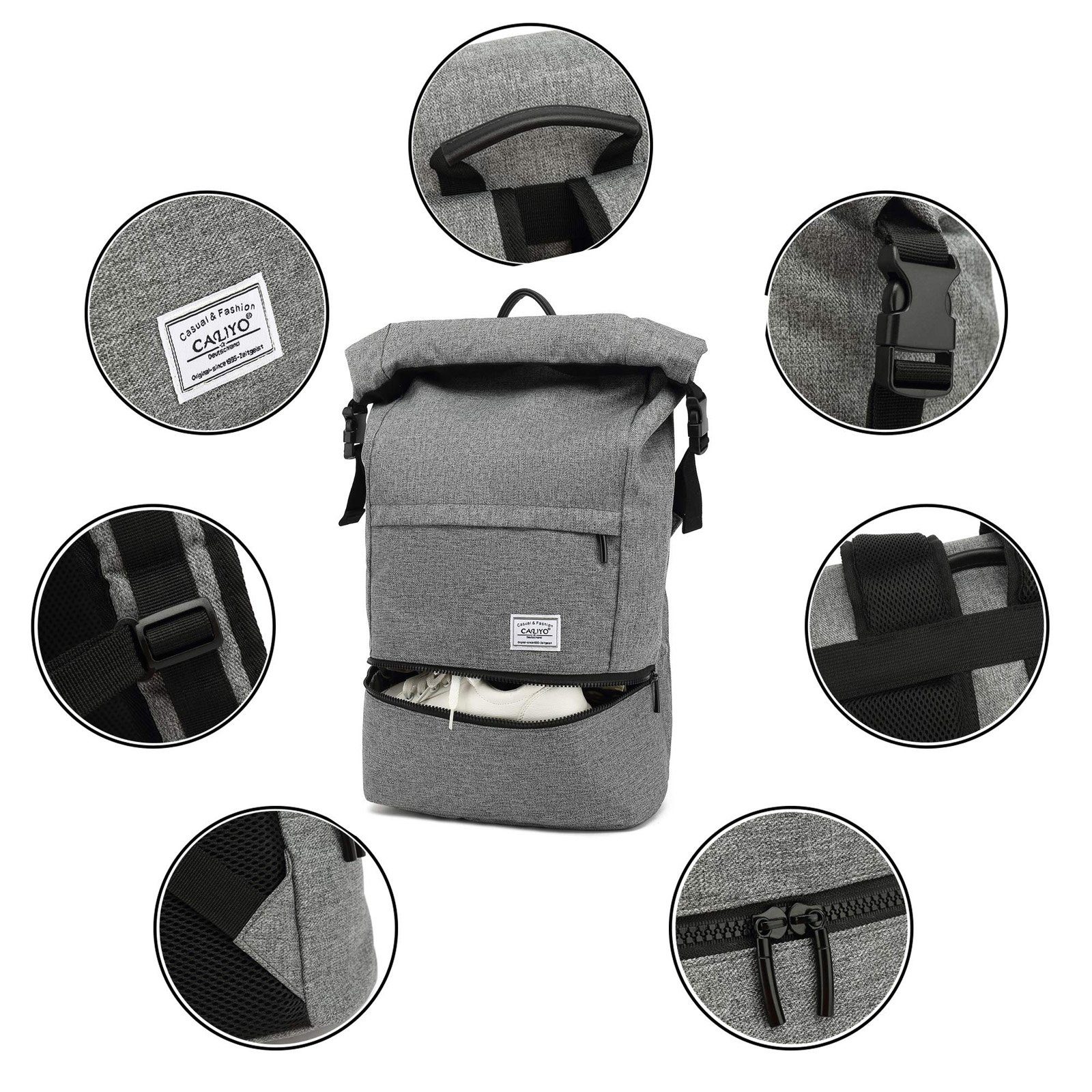 TAN.TOMI Schulrucksack Schulrucksack Rucksack Herren Rucksack mit separatem Schuhfach, Rucksack mit Laptopfach außen, ergonomisches Rückendesign