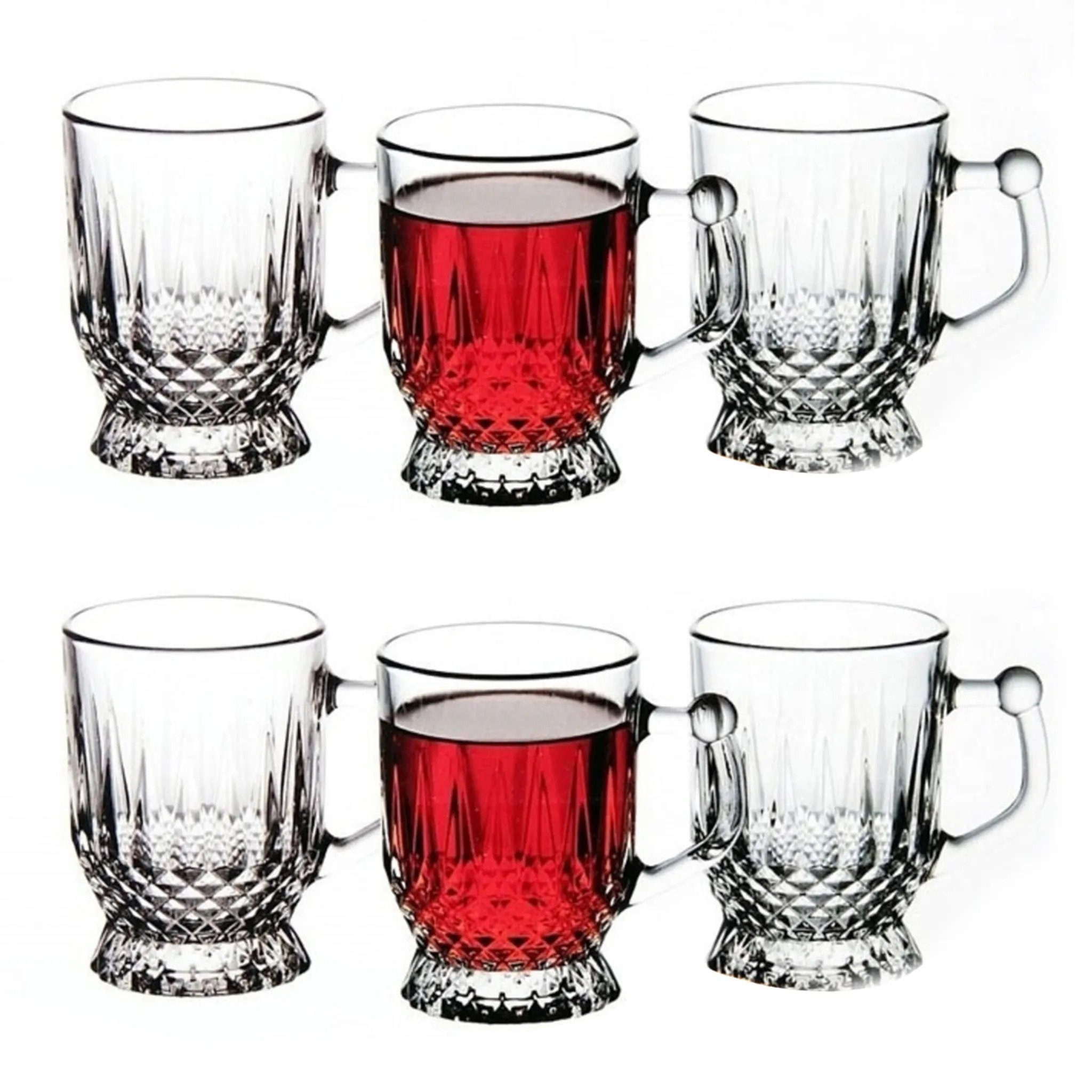 Pasabahce Gläser-Set Coffee-Mugs, Glas, Cup Teeglas Set 6 Teilig, Spülmaschinengeeignet