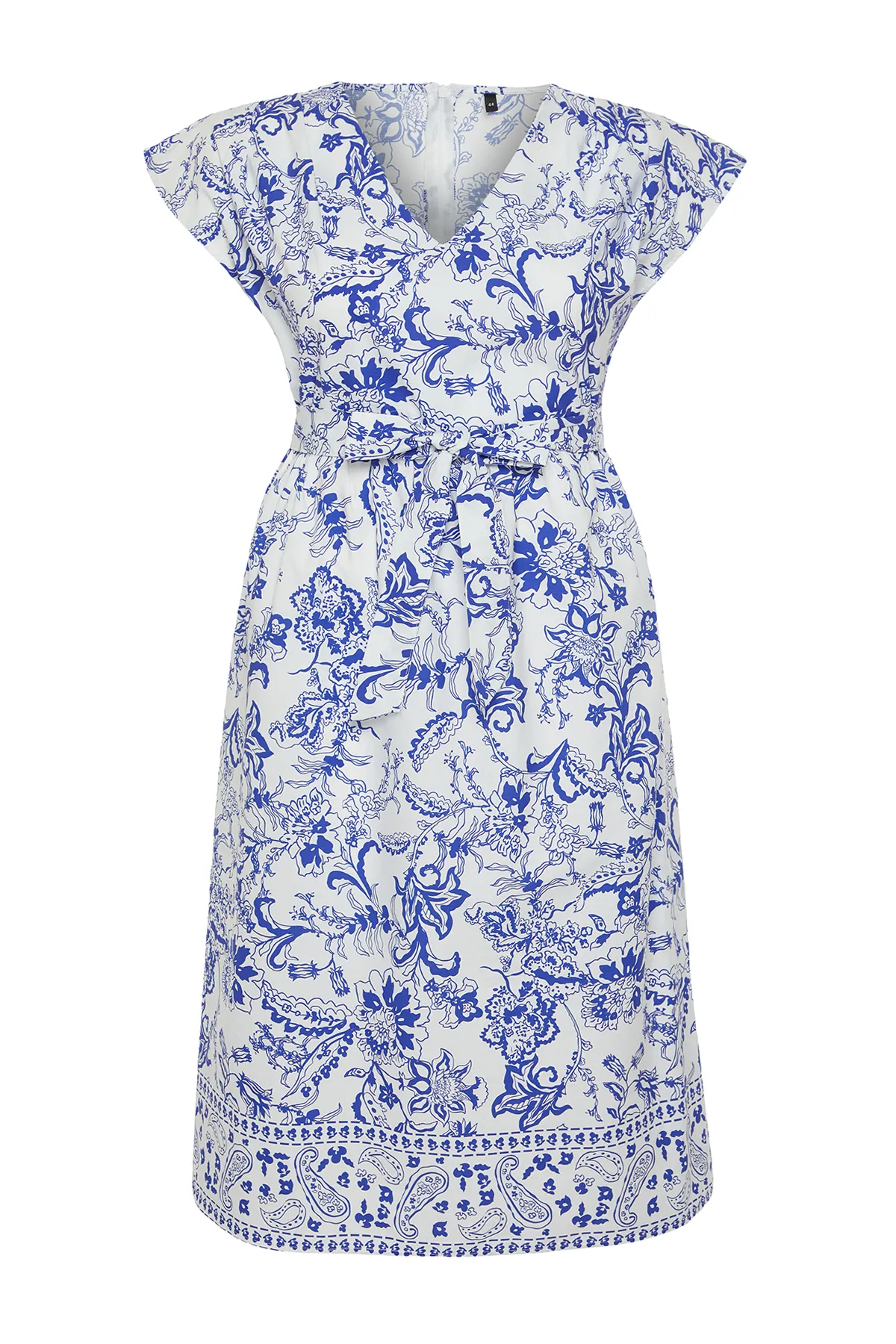Trendyol Curve  Mehrfarbiges gewebtes Kleid mit tiefem V-Ausschnitt TBBSS24AH00064