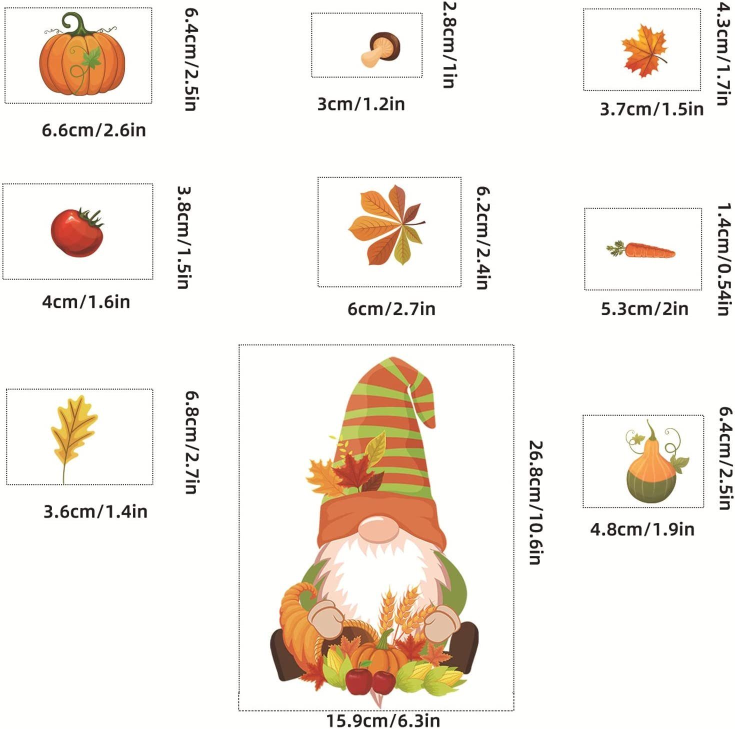 Fenstersticker Thanksgiving Herbst Deko Fenster Aufkleber, Herbst Fensterbilder, GelldG