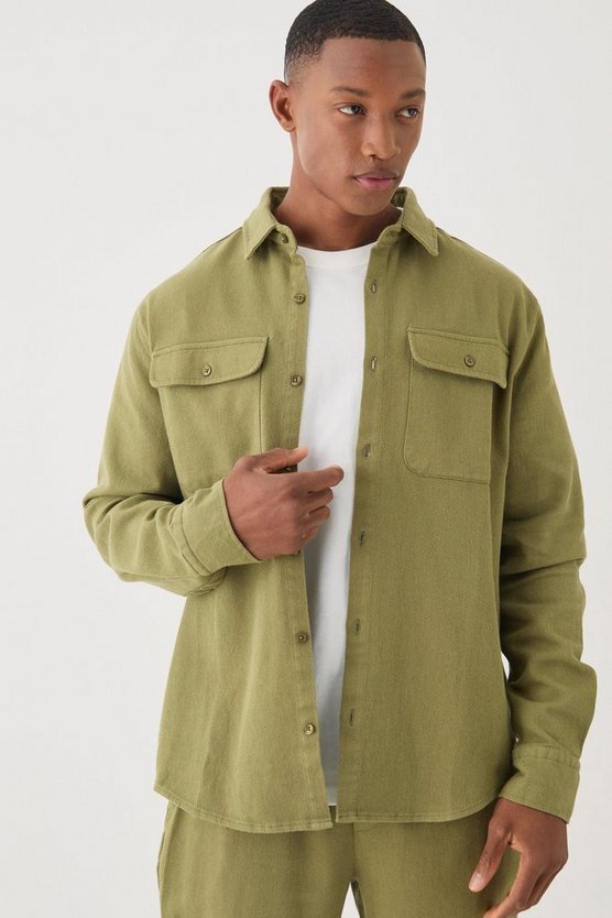 Textured Button Through Overshirt