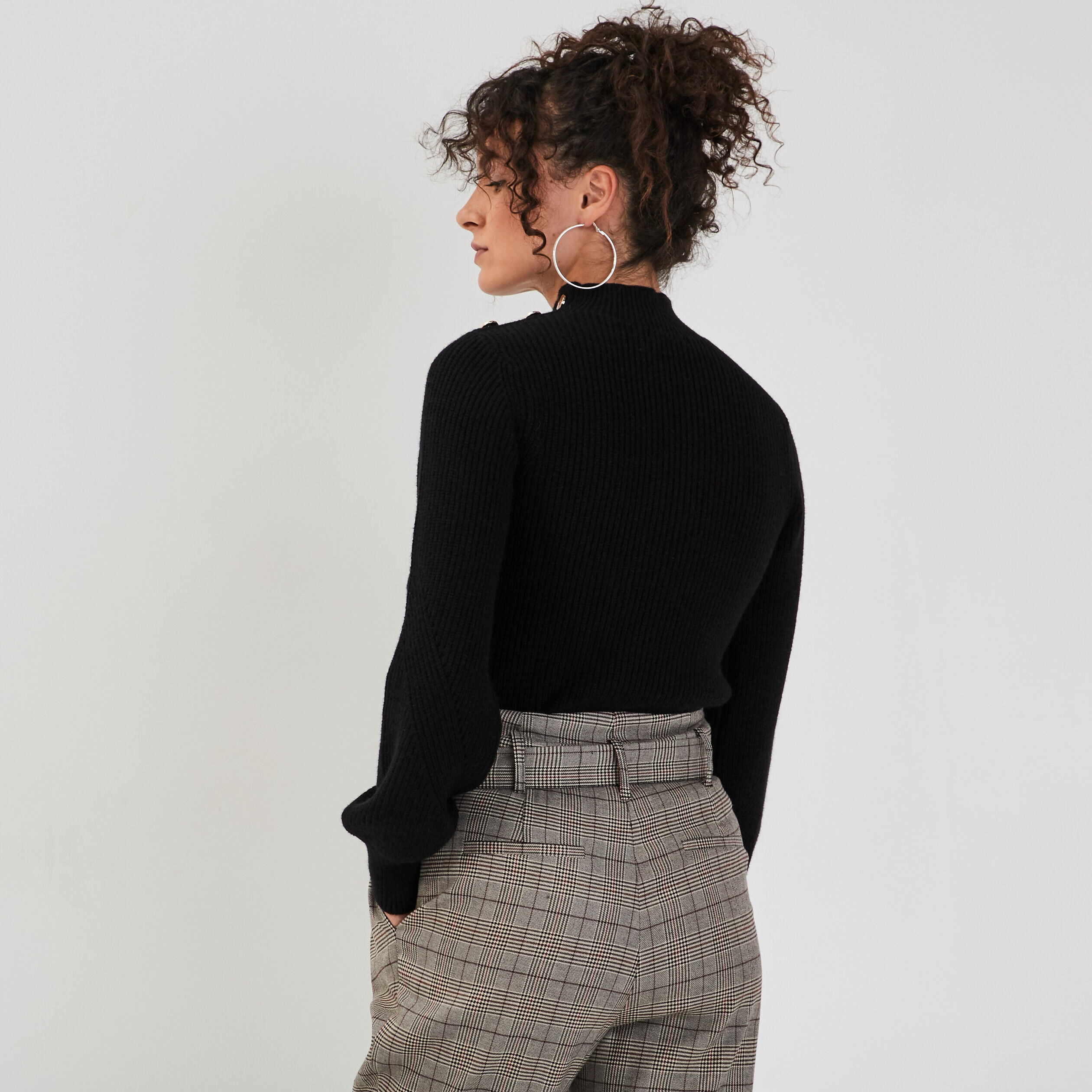 Pull manches bouffantes noir femme | Cache Cache
