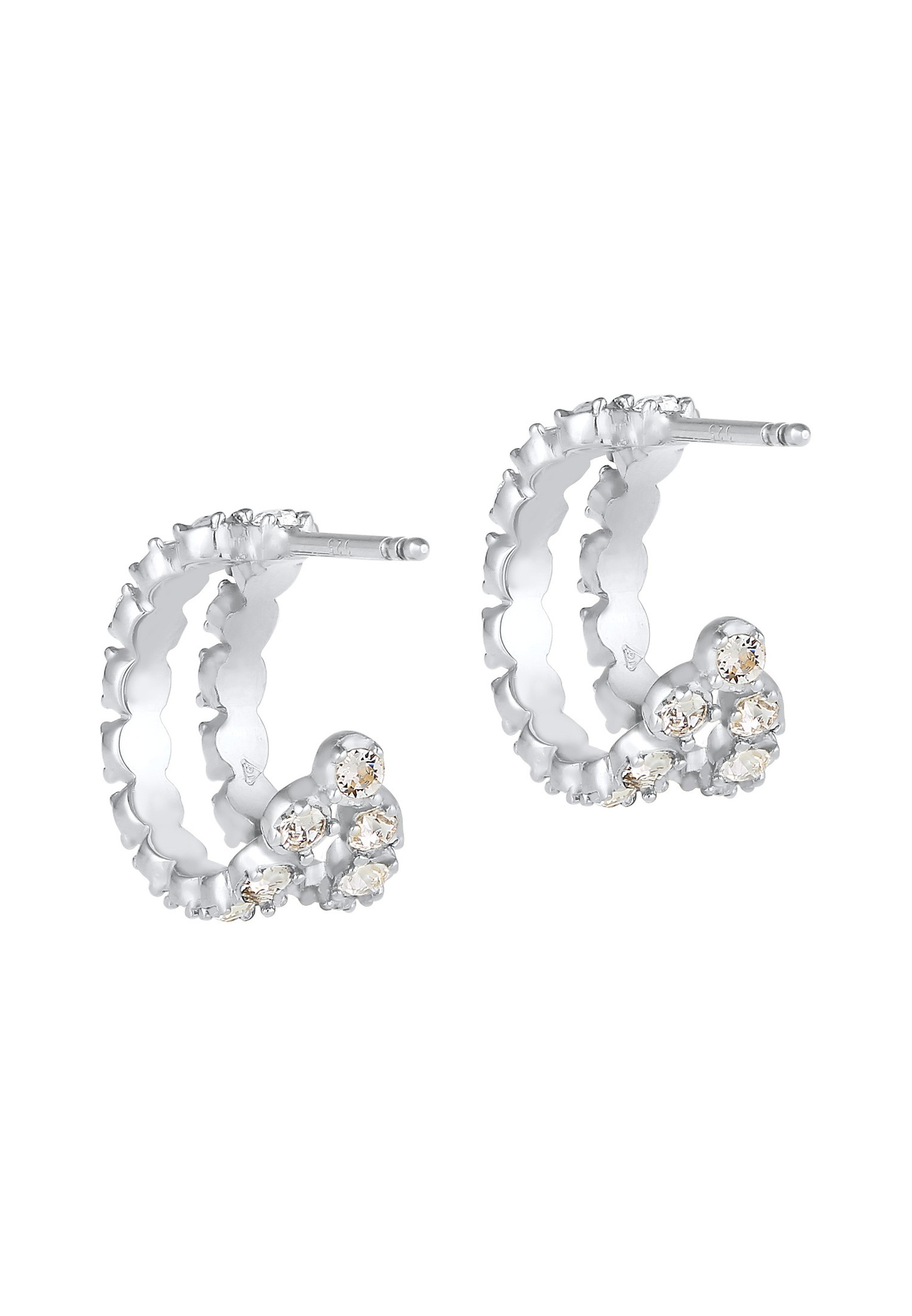 Orecchini a cerchio mini Edel da donna di Elli con cristalli in argento sterling 925
