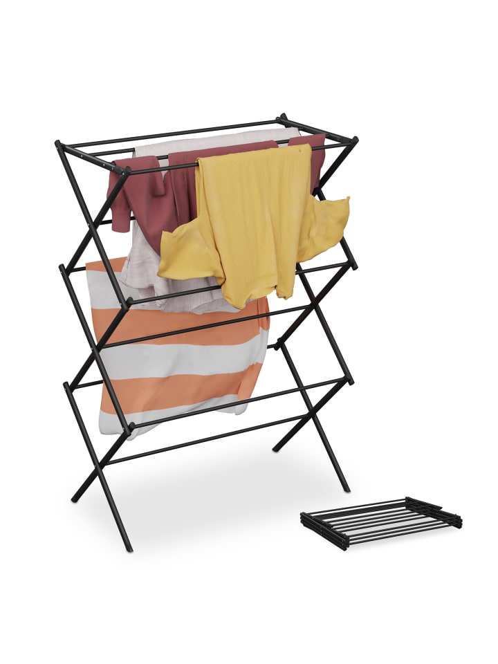 relaxdays Wäscheständer in Schwarz - (B)73 x (H)104 x (T)38 cm günstig kaufen onesize