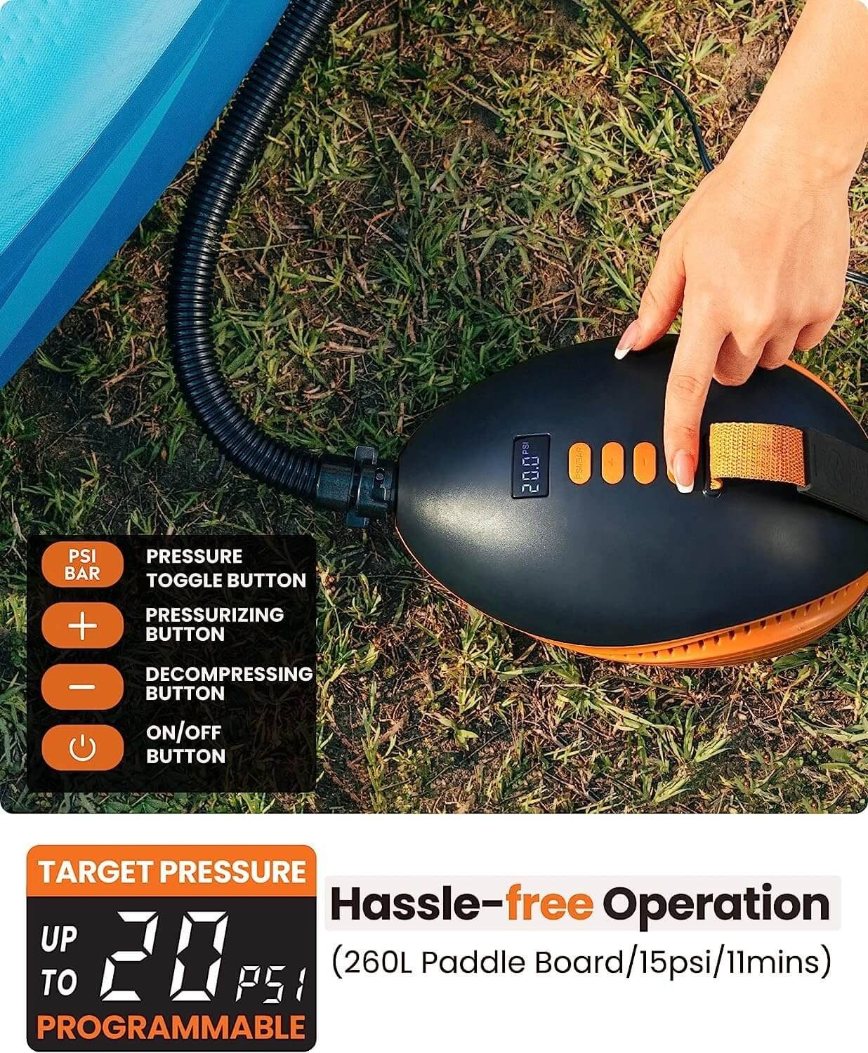 Outdoor Master Luftpumpe The Dolphin 20PSI Hochdruck SUP Pumpe