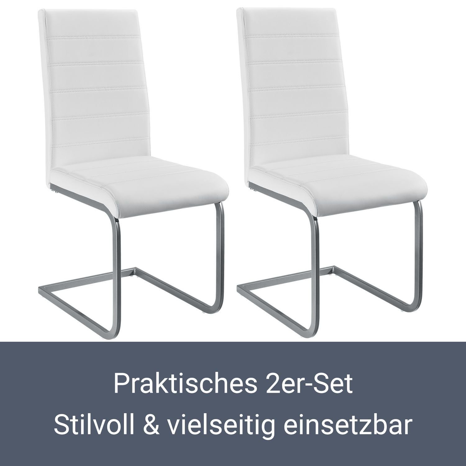 Juskys Freischwinger Vegas, hohe Rückenlehne, pflegeleicht, weiche Polsterung, inkl. Stuhlgleiter