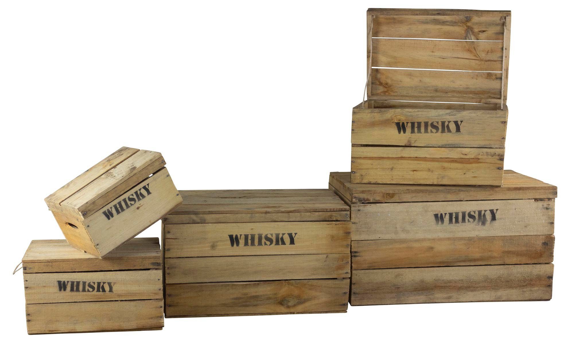 Kistenkolli Altes Land Allzweckkiste alte Holztruhe Whisky mt Deckel Holzkiste Schatztruhe Truhenkiste