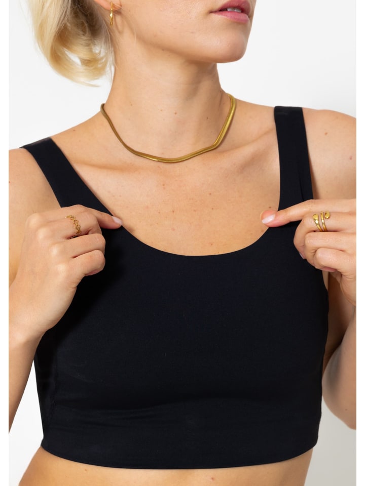 SASSYCLASSY Sport BH mit breiten Trägern und Rückenausschnitt in Schwarz günstig kaufen