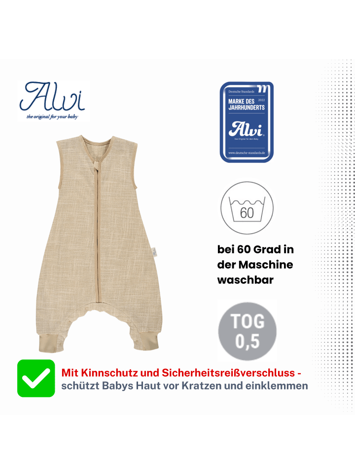 Kinderhaus Blaubär Mull Sleep-Overall Schlafsack light TOP in Natur günstig kaufen