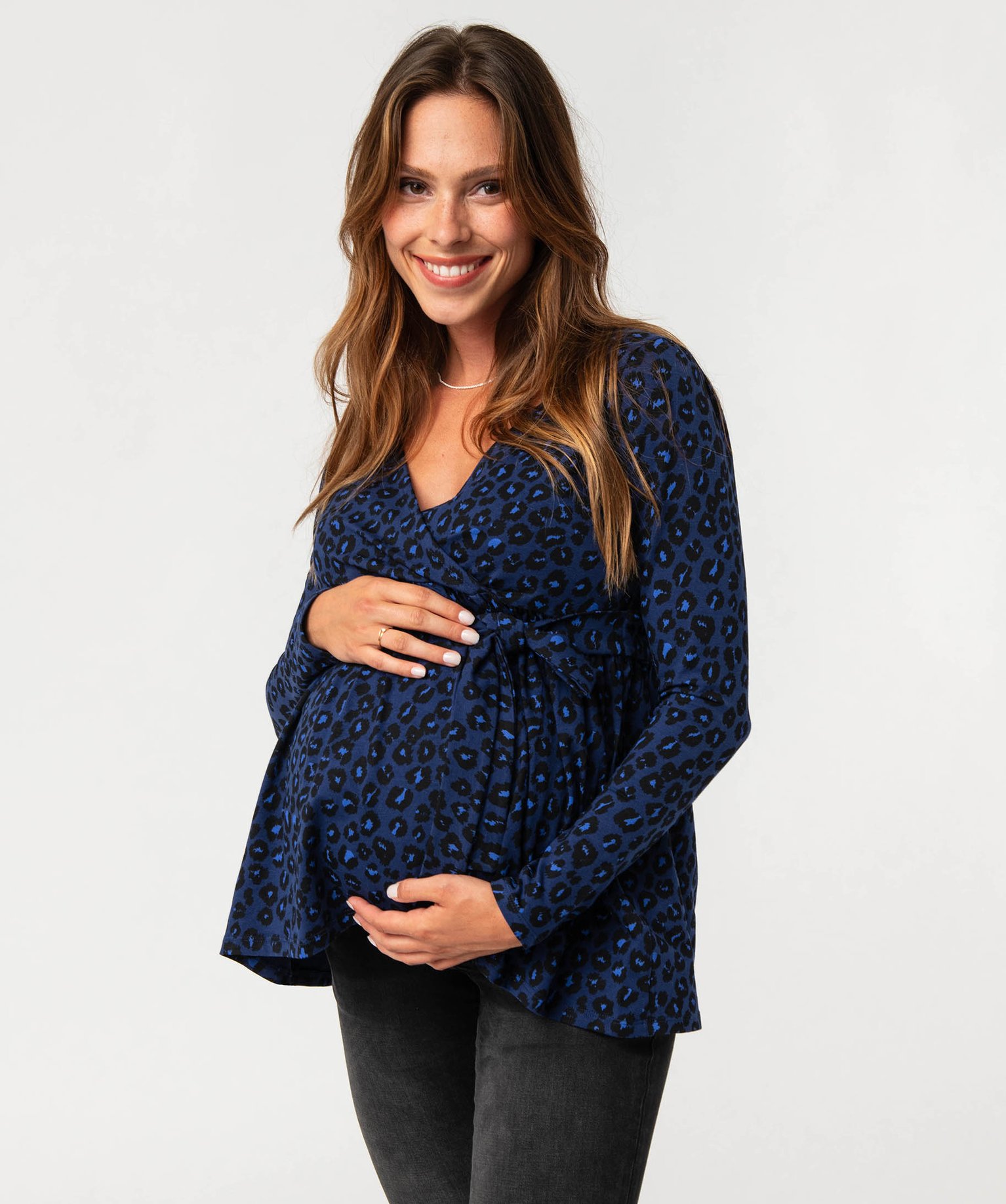 Tee-shirt de grossesse à manches longues compatible allaite... bleu fonce | GEMO
