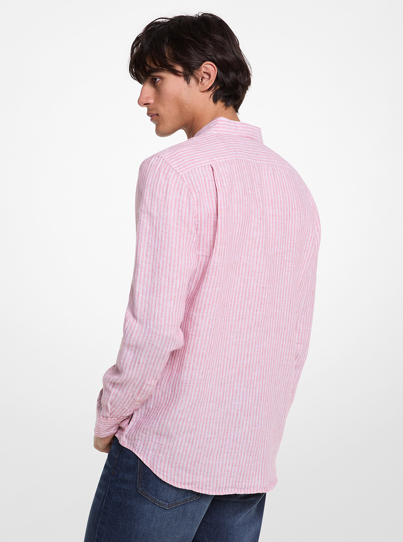 Stripete linskjorte - DUSTY ROSE