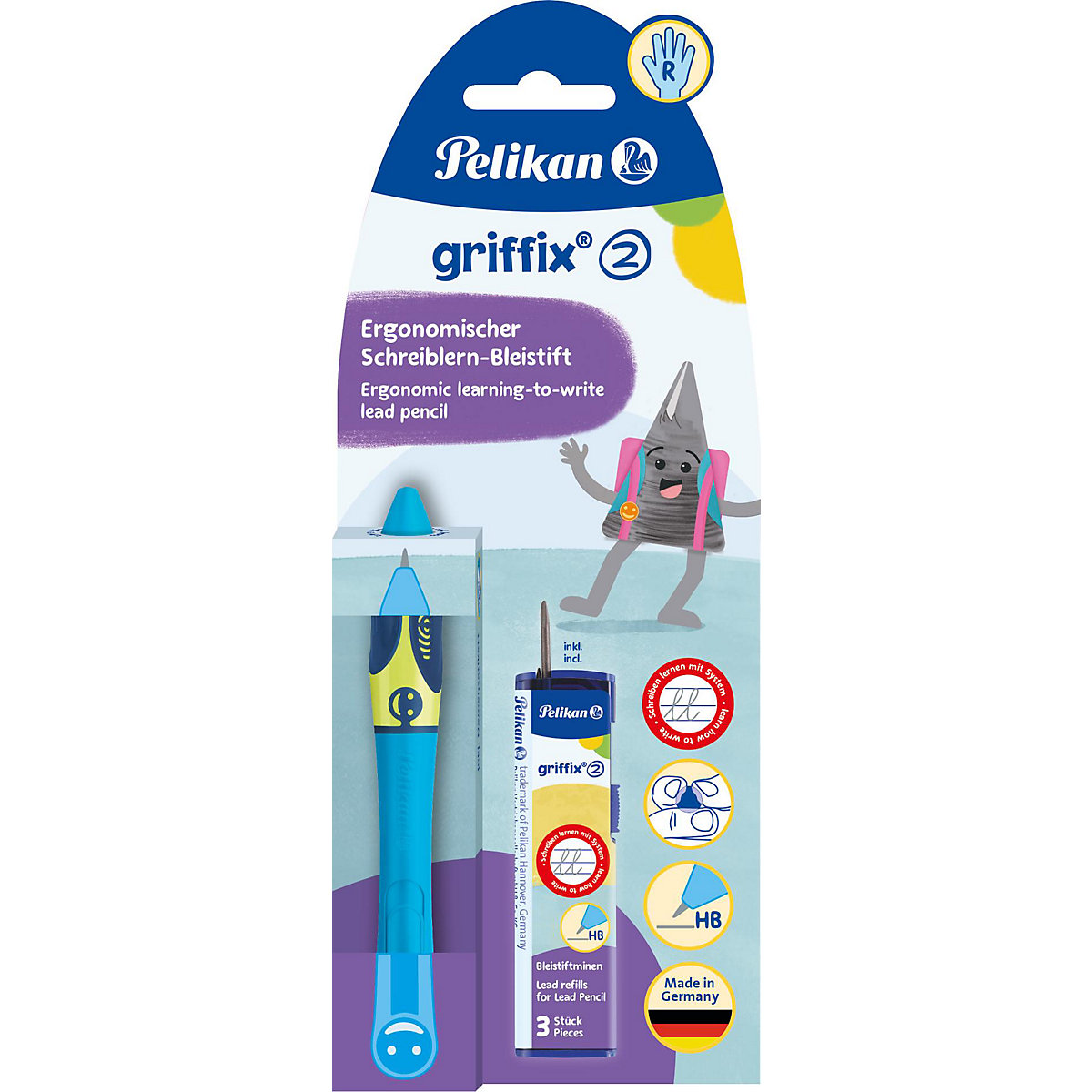 griffix Ergonomischer Schreiblern-Bleistift Blue Rechtshänder