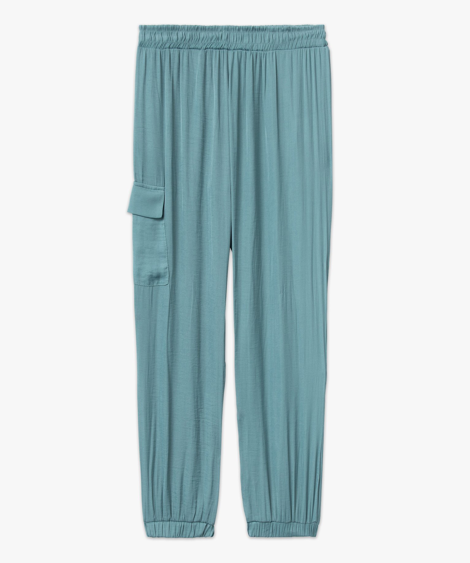 Pantalon cargo en matière satinée femme vert clair | GEMO
