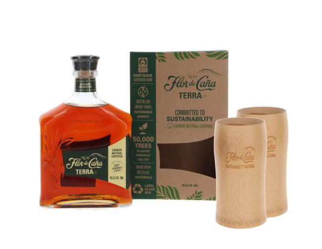 Flor de Caña Terra Rum inkl. 2 gratis Flor de Caña Bambusbecher 0,7 l·40 % vol