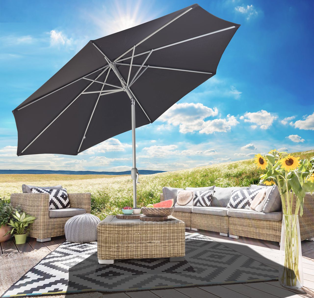 Gartenfreude Sonnenschirm 270 cm, schwarz