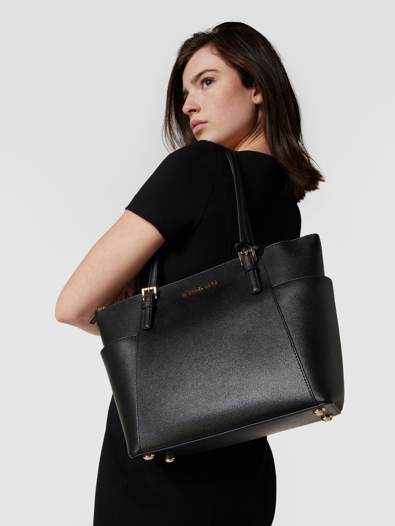 Trapezshopper aus Saffianoleder in schwarz