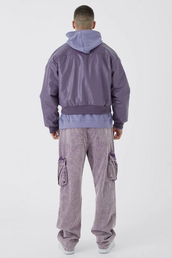 Tall lockere Cord-Cargohose mit Acid-Waschung