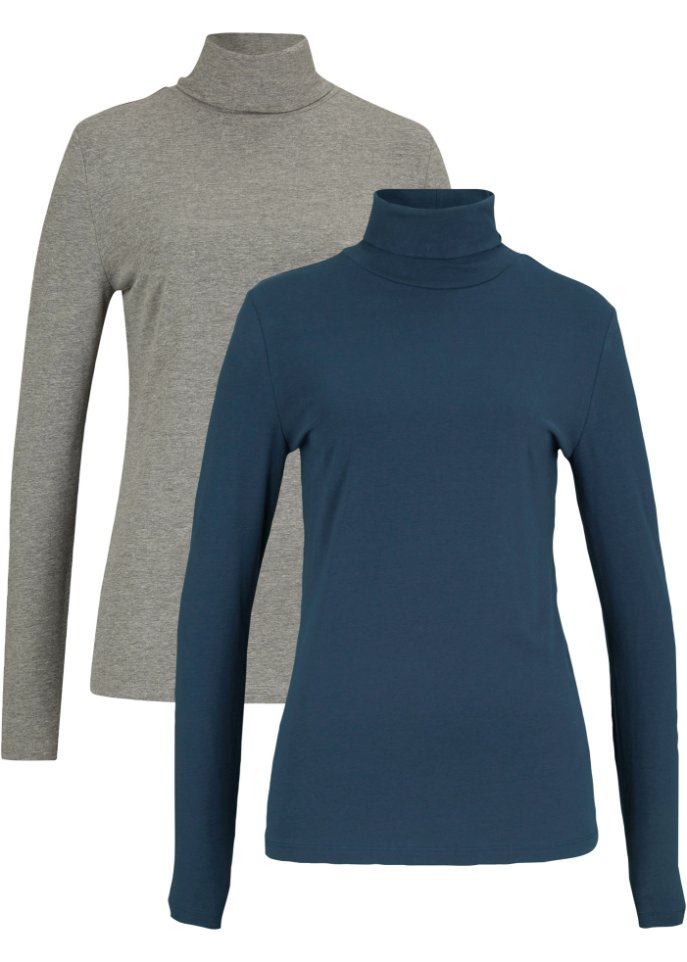 Langarmshirt mit Rollkragen (2er Pack)