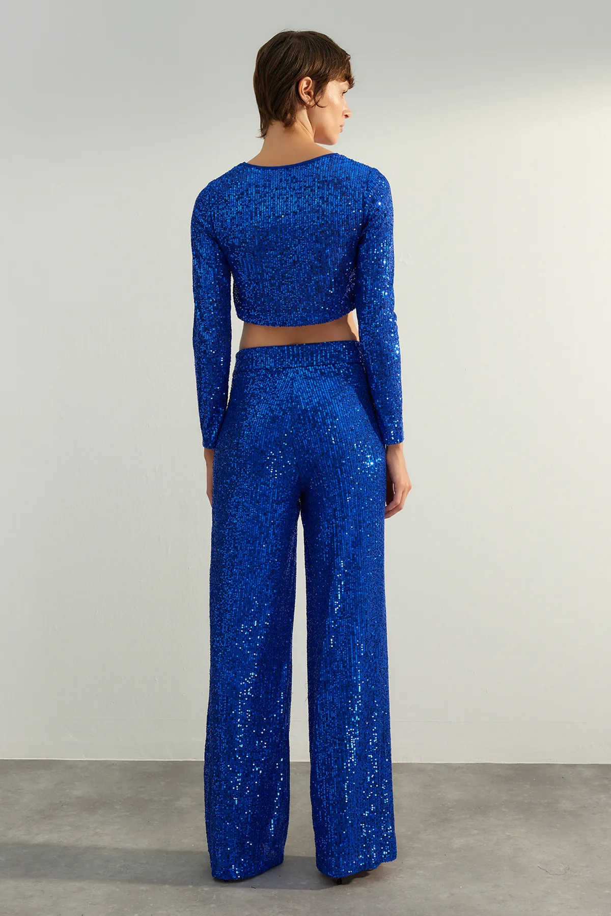 Trendyol Collection  Saks Shiny Pailletten-Hose mit Pailletten TPRAW24PL00020