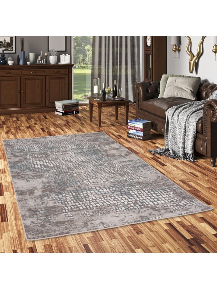 Pergamon Designer Teppich Tawira Vintage in Silber Blau günstig kaufen