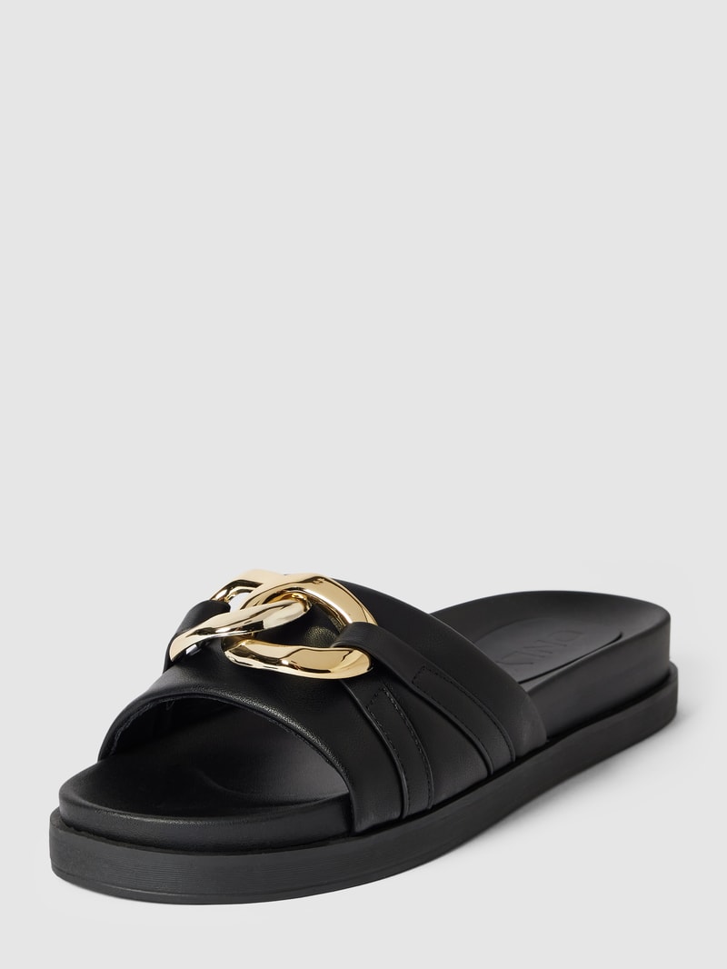 Slides mit Zierbesatz Modell 'MINNIE' in schwarz