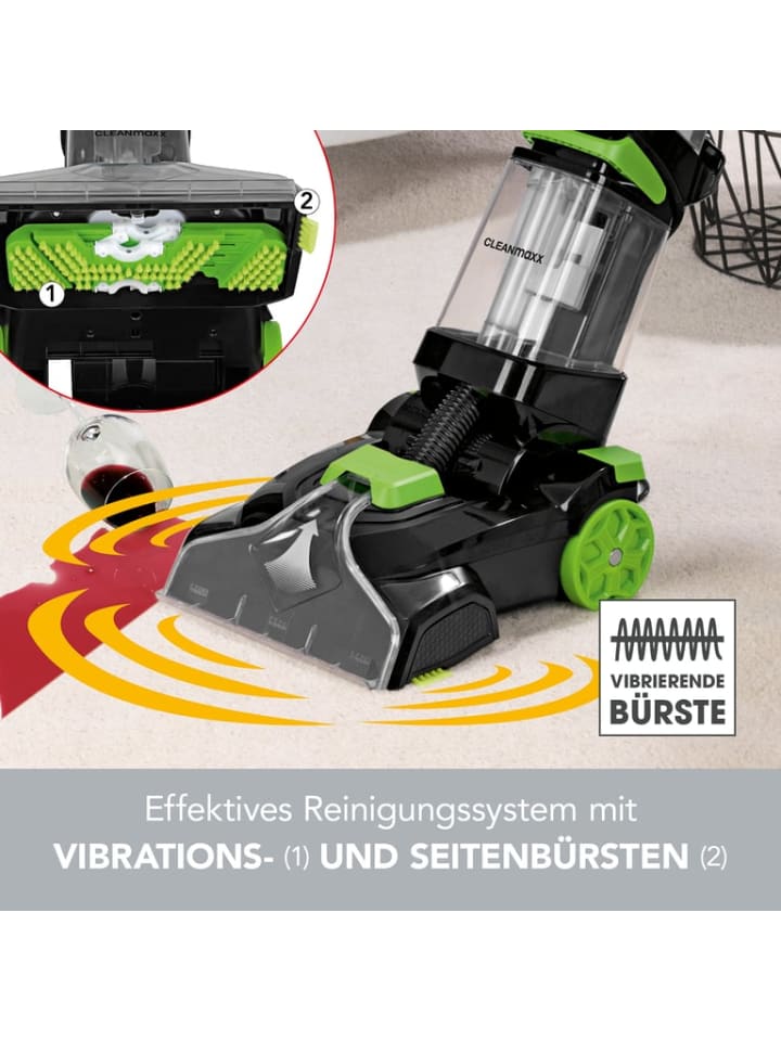 CLEANmaxx CLEANmaxx Teppichreiniger Professional mit Vibrations- und Seitenbürsten - schw günstig kaufen onesize