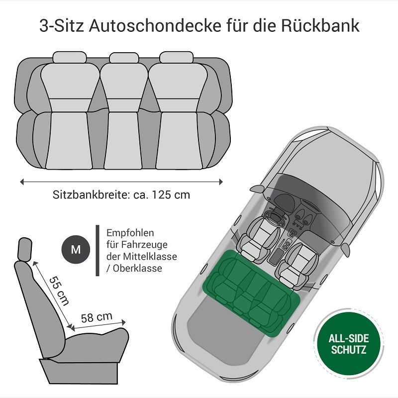 Doctor Bark Autozubehör Doctor Bark Autoschondecke Rückbank 3-Sitz schwarz M