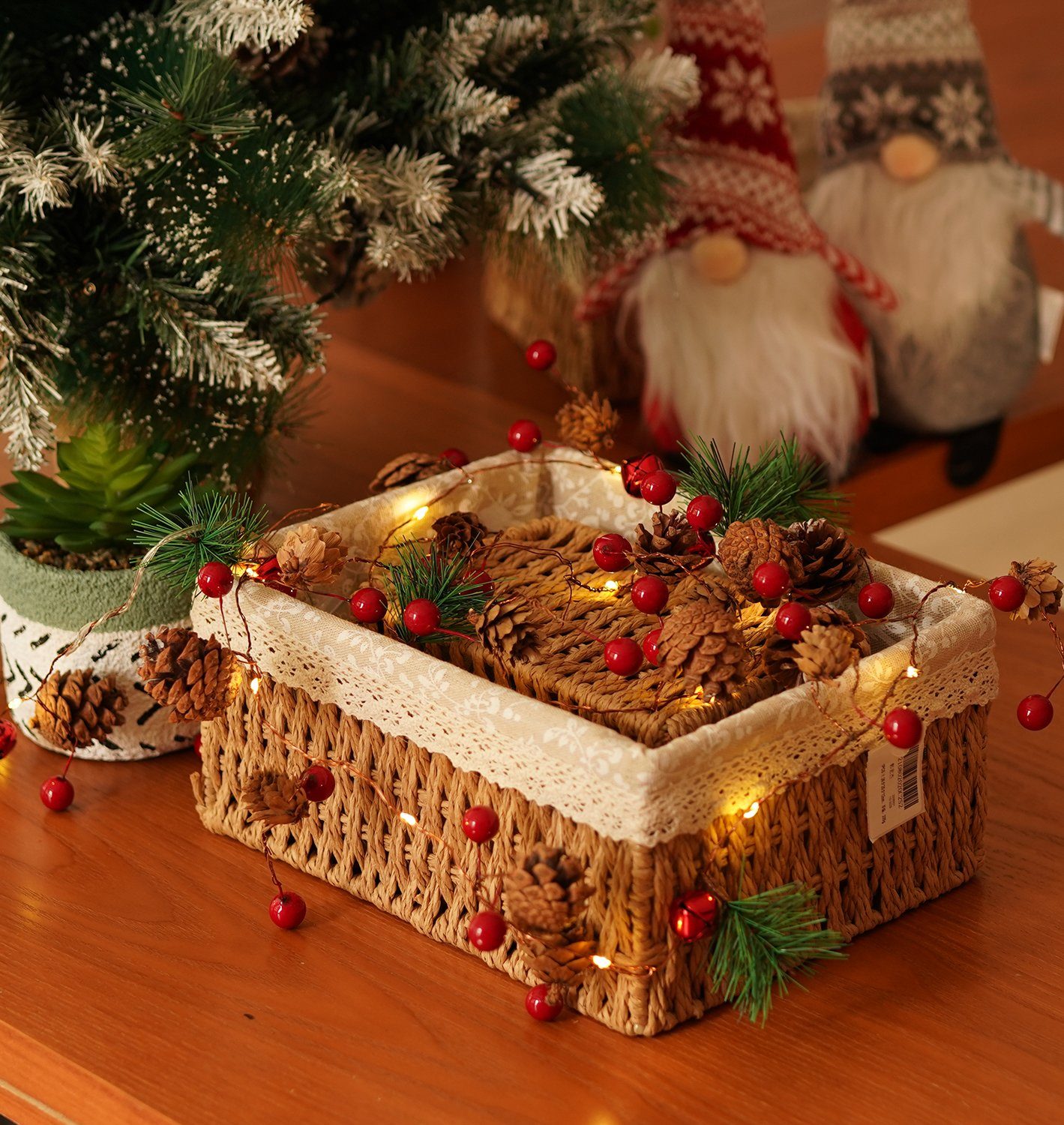 KAHOO Christbaumschmuck Lichterkette, 2M 20LEDs warmweiß, Weihnachtsdeko