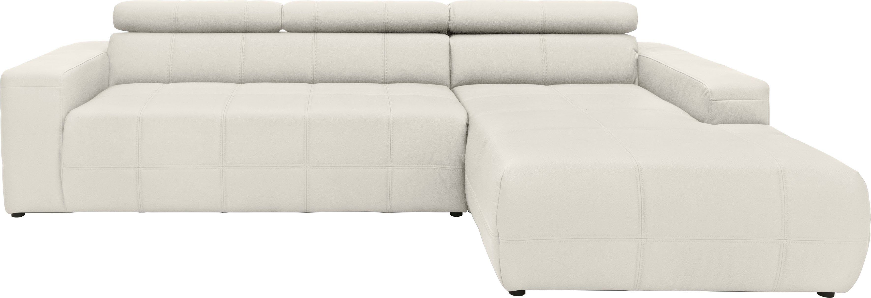 DOMO collection Ecksofa Brandon, mit Kopfteilverstellung, wahlweise Sitztiefenverstellung, auch in Cord