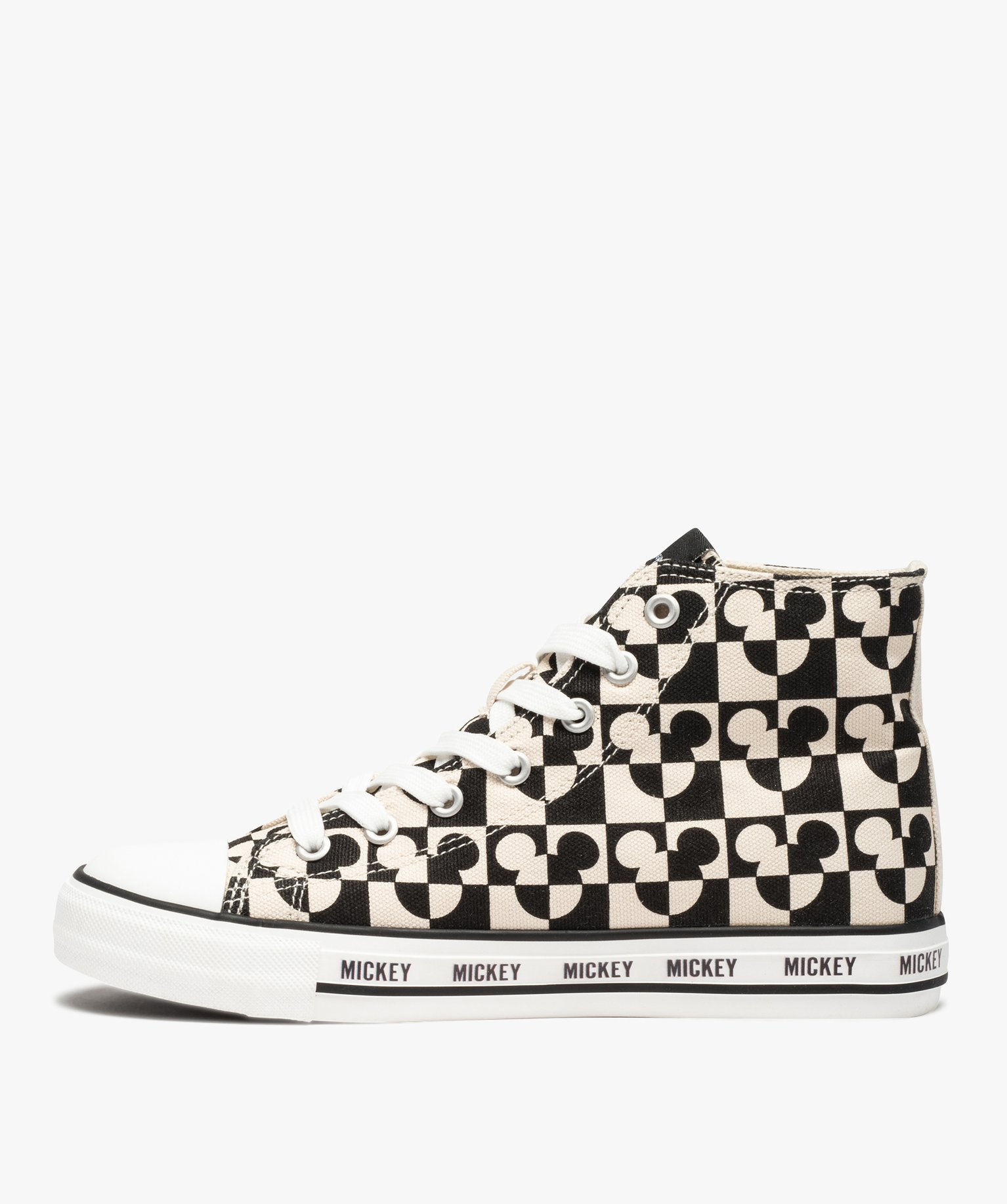 Baskets femme montantes en toile imprimée - DS noir | GEMO
