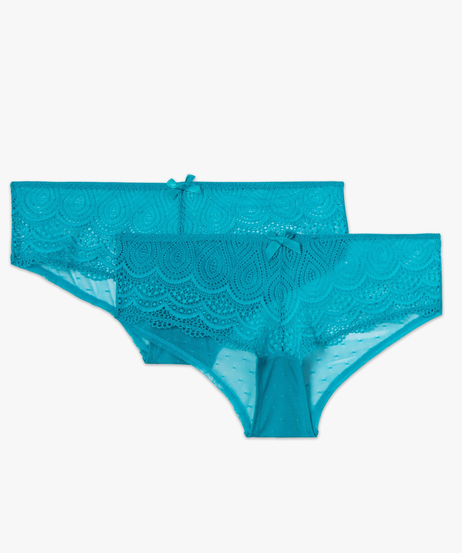 Shorty en dentelle et tulle femme (lot de 2) bleu | GEMO
