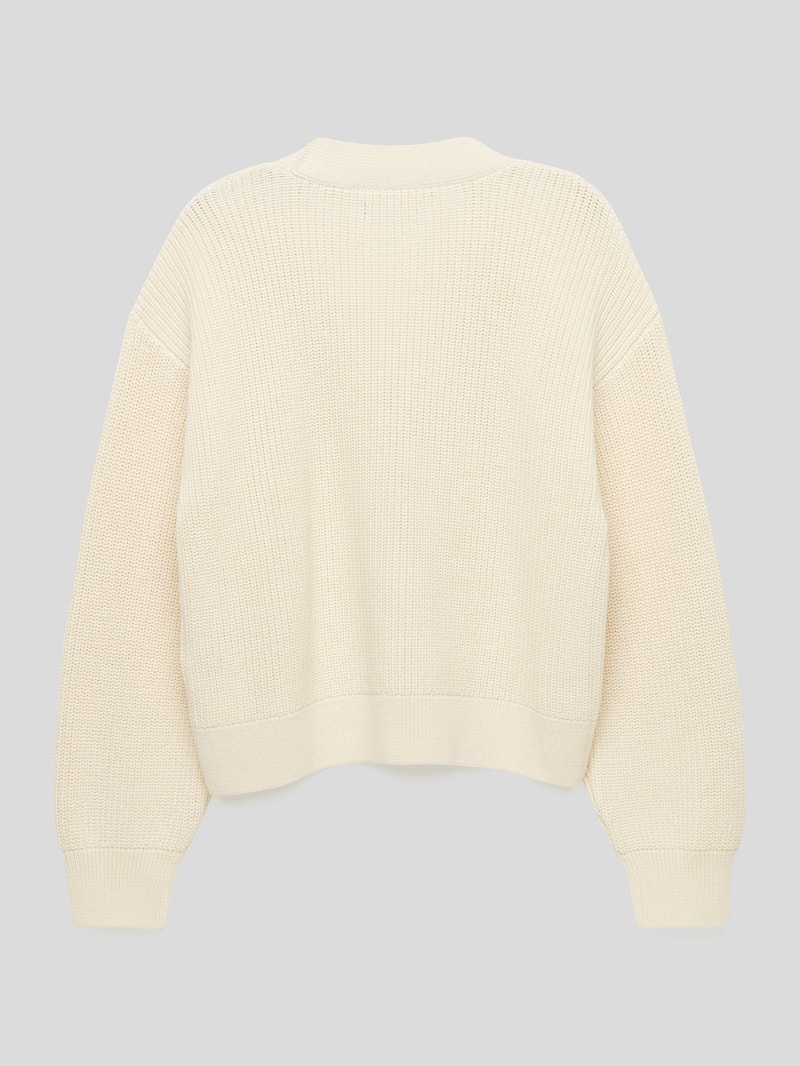 Strickjacke mit Label-Stitching in offwhite