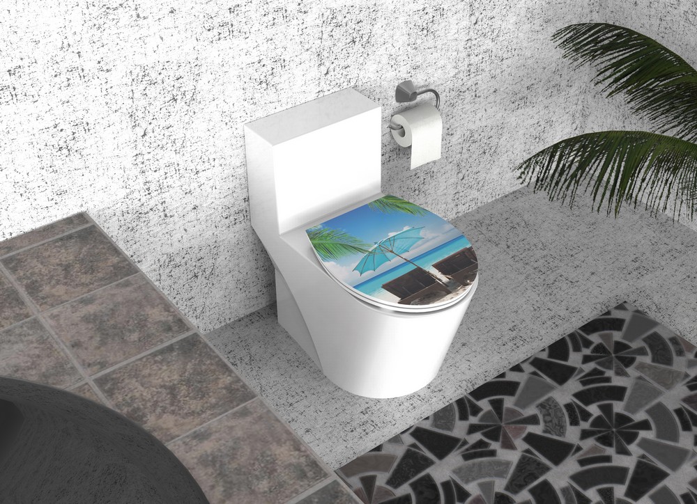 K&H Sanitary Duschwell Duroplast WC-Sitz Carving Printing - Beach