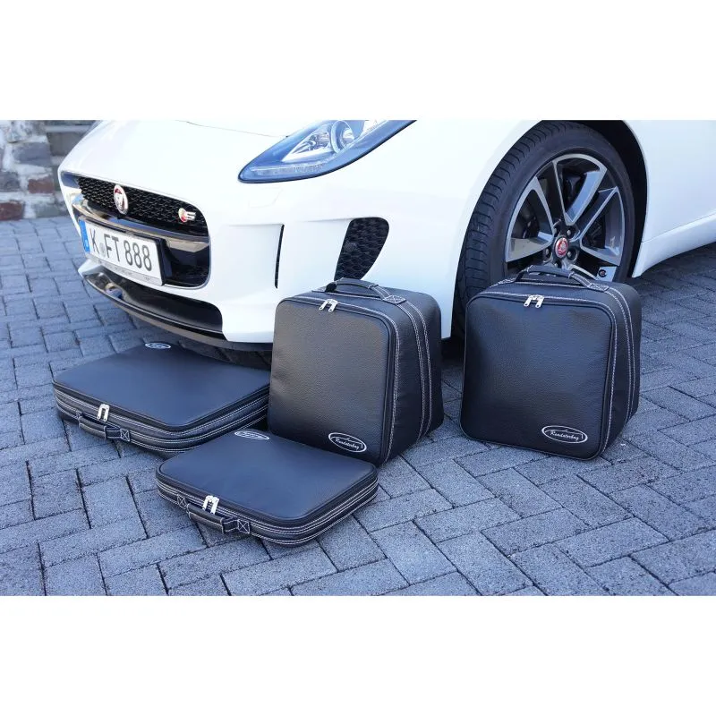 Roadsterbag Jaguar F-Type (EU) Cabrio bis 5\/2016 - 4tlg. Kofferset Kofferraum - Silbergraue Naht\/Futter Grau