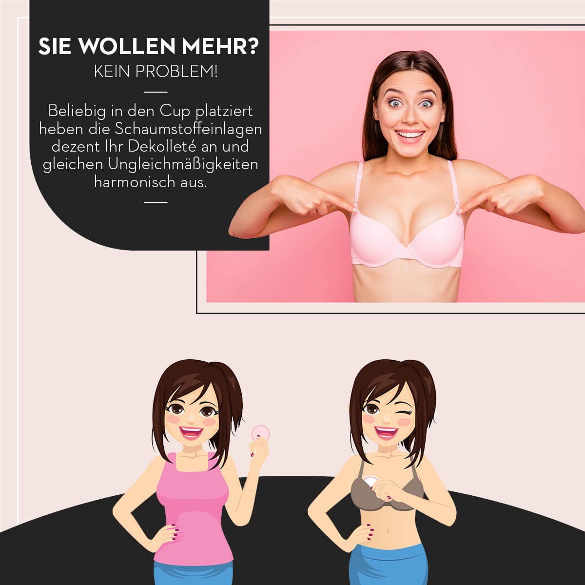 Miss Perfect BH-Einlagen W2G2002021343536425262, Triangle Push-up Schaum BH Einlage mit Wasser-Ölmischung