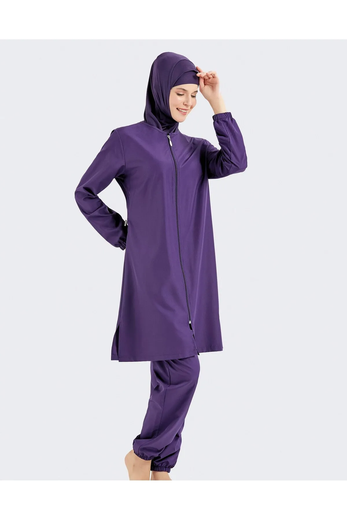 C&City  Voll bedeckter 4-teiliger Hijab-Badeanzug C12106 Lila