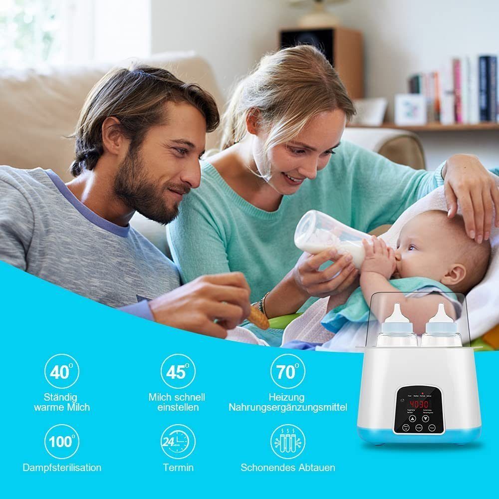Baby Ja Babyflaschenwärmer Baby Flaschenwärmer, Konstante Temperatur in 24h, LED-Display, 6 in 1 Babykostwärmer, Warme Ergänzungskost