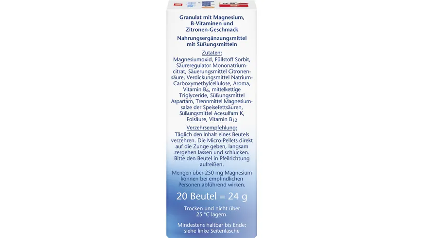 Doppelherz Magnesium 400 + B6 + B12 + Folsäure Direct