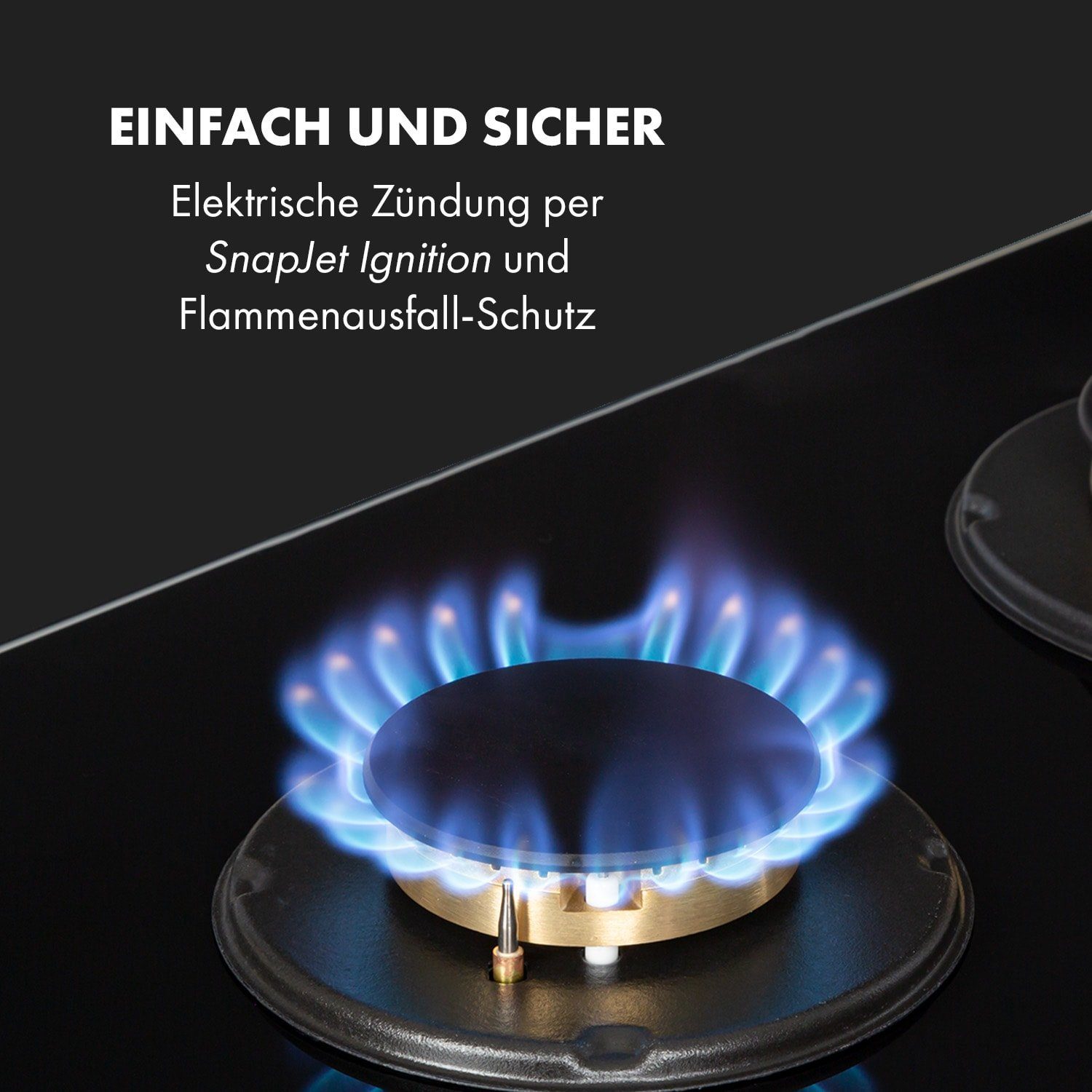 Klarstein Gas-Kochfeld Goldflame Domino Gaskochfeld 2-flammig Messing-Brenner Glaskeramik CP11-Goldflame-D, Einbau Gas Kochfeld 2 Platten Herdplatte Kochplatte Einbaukochfeld