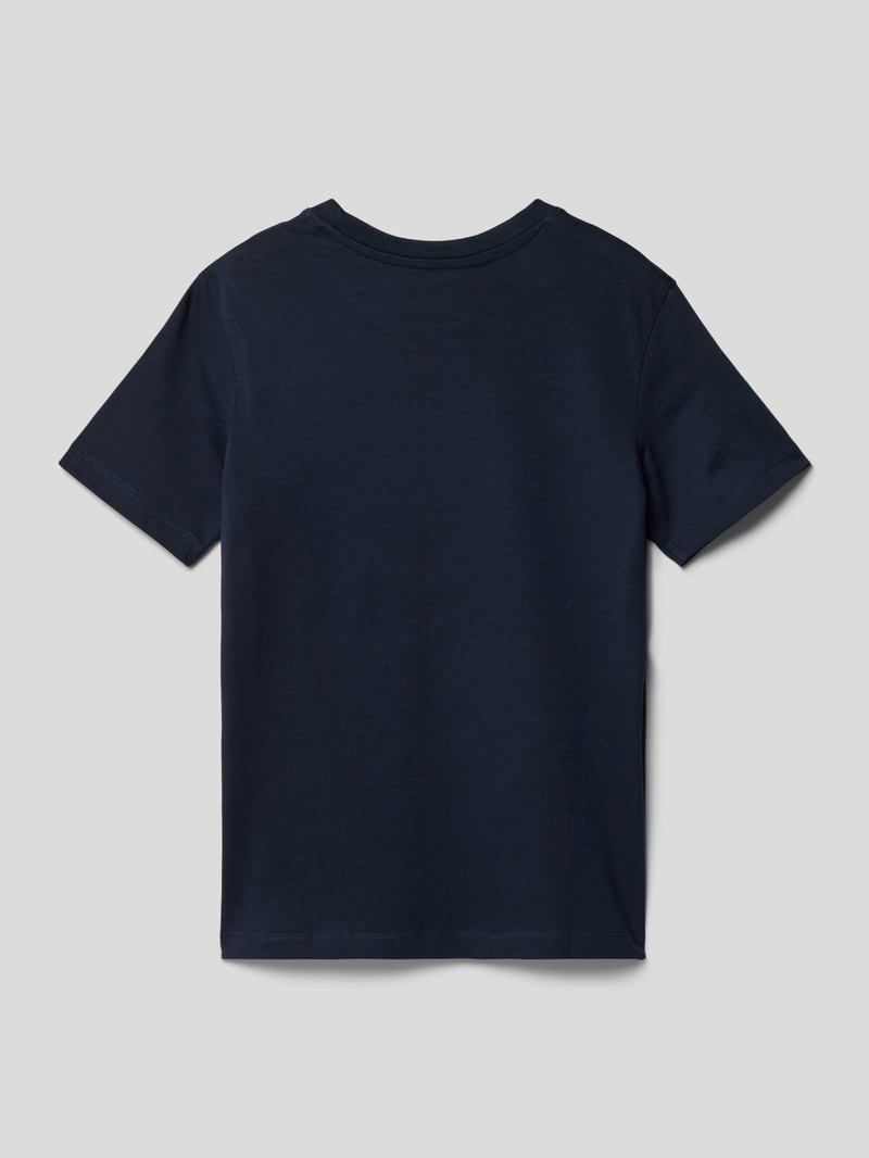 T-Shirt aus Baumwolle mit Label-Print Modell 'BECS' in marineblau