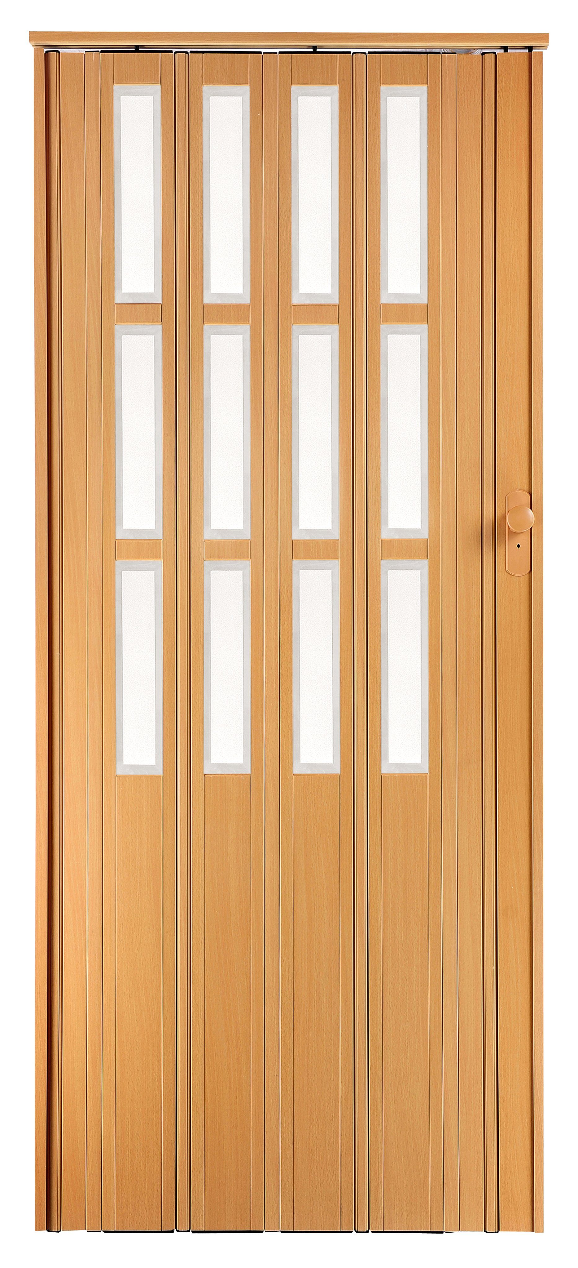 Standom Falttür Schiebetür Buche (Erle) Fenster Schloss H. 203 cm Türbreite bis 85 cm