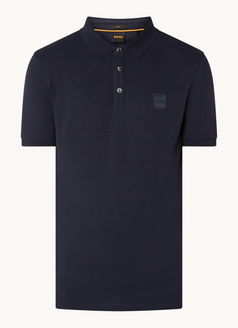 Polo HUGO BOSS Passenger slim fit em piqué de algodão com logotipo.