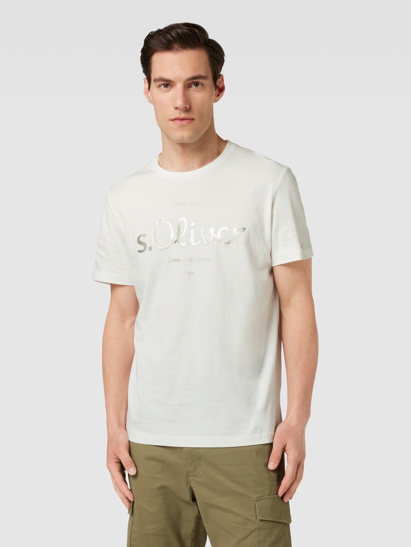 T-Shirt mit Label-Print in weiß