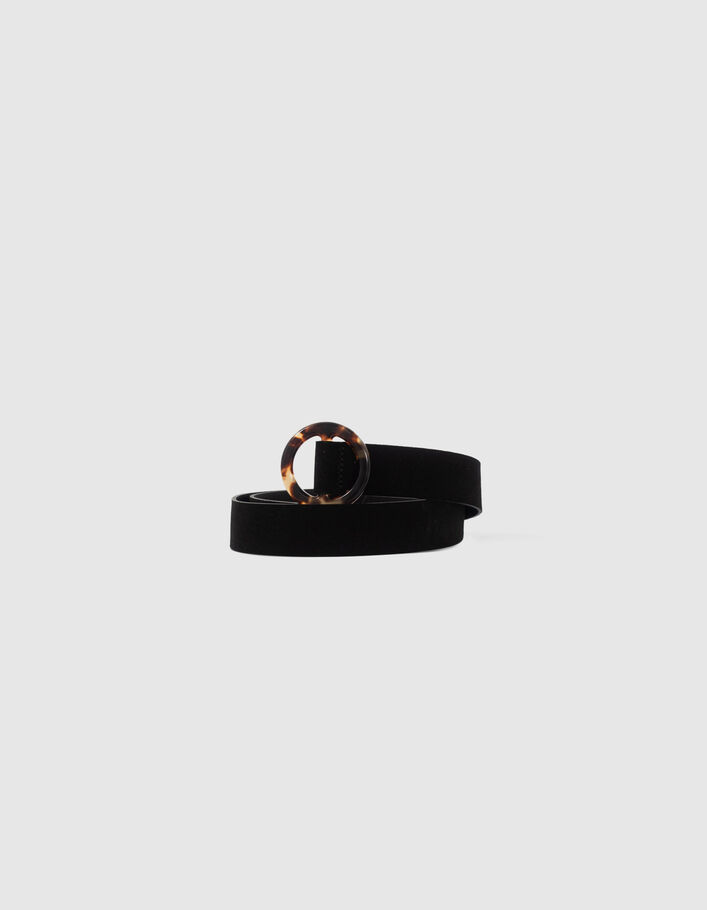 Ceinture noire cuir velours boucle façon écaille Femme