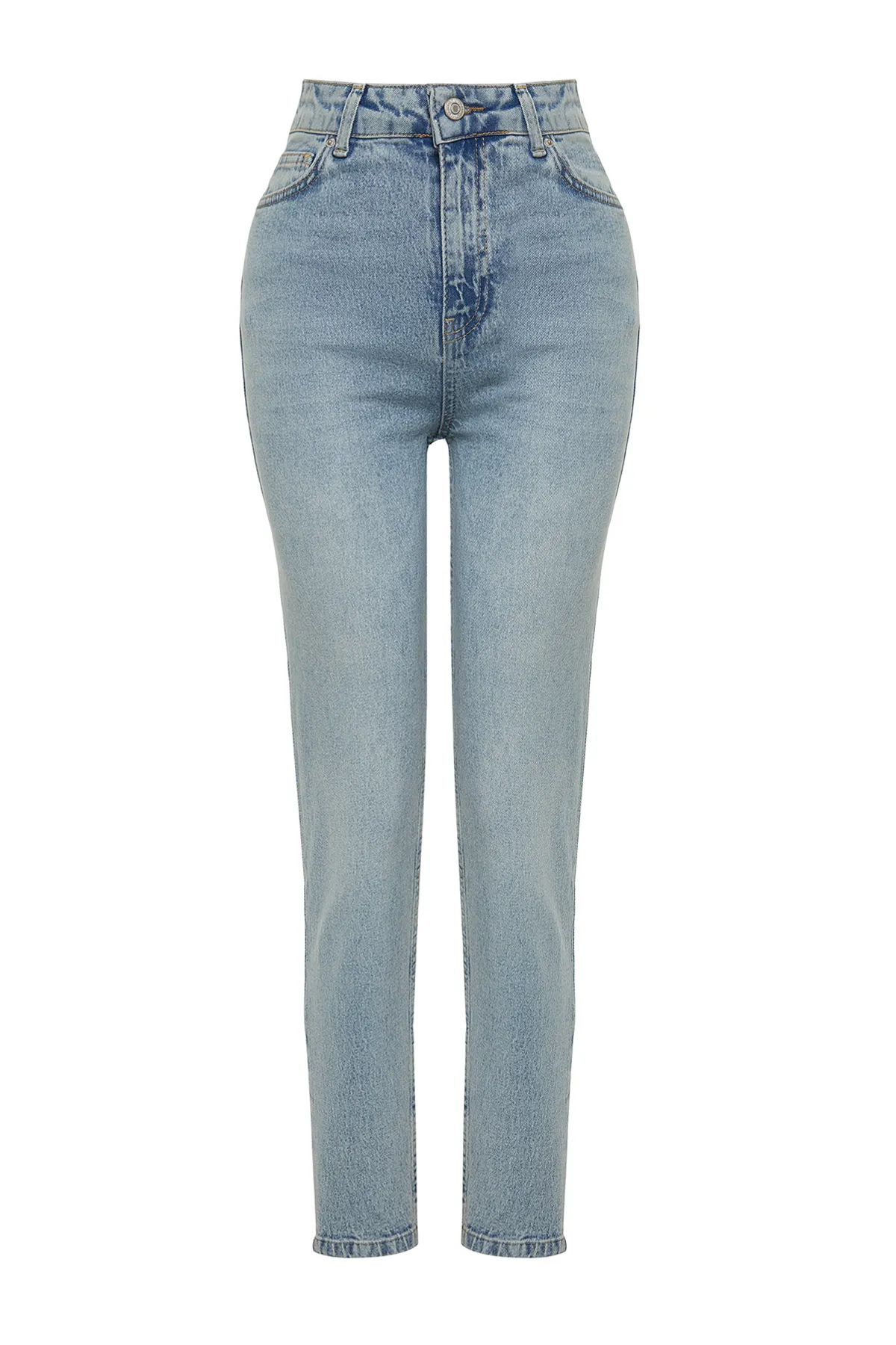 Trendyol Collection  Hellblaue Slim Mom-Jeans mit hoher Taille TWOSS24JE00039