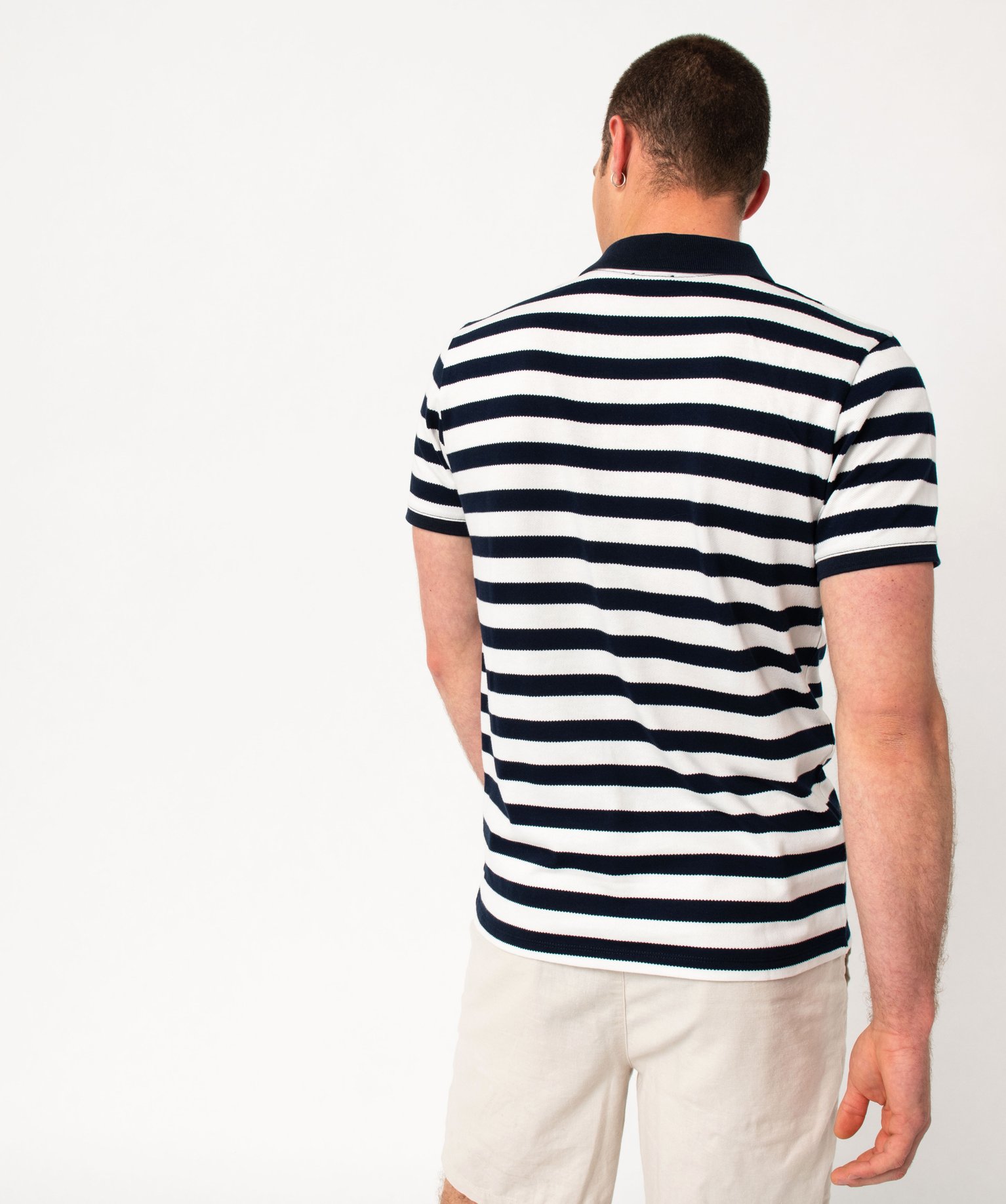 Polo manches courtes à large rayures sans bouton homme raye | GEMO