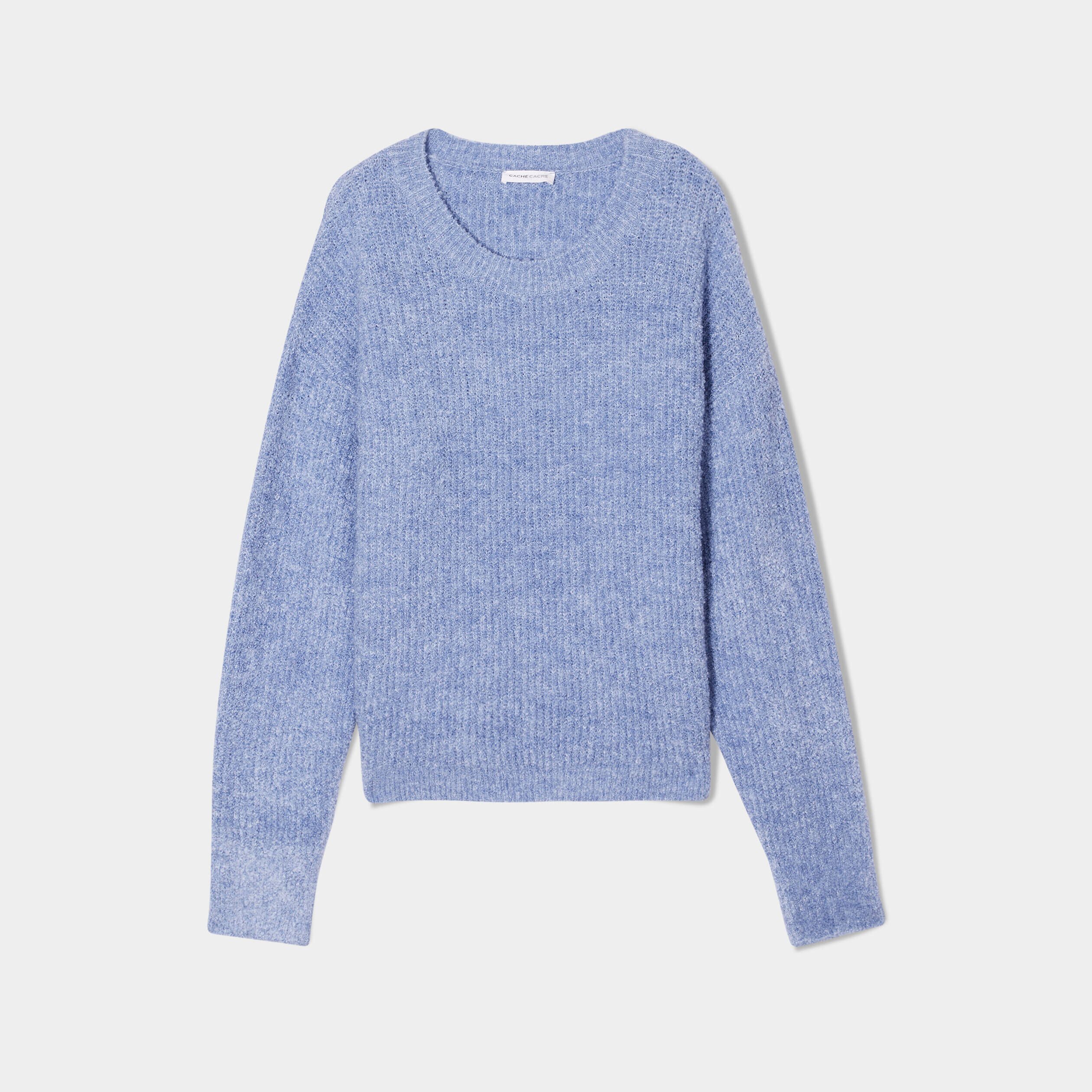 Pull manches longues col rond bleu femme | Cache Cache