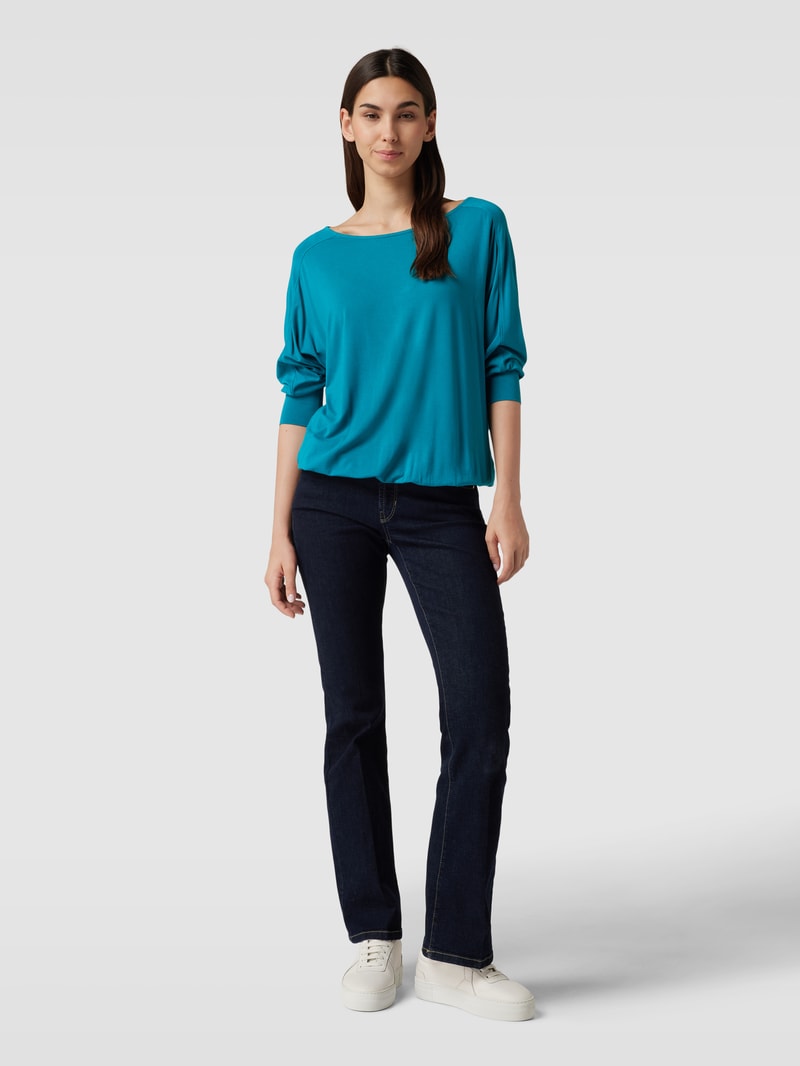 Longsleeve mit U-Ausschnitt in petrol