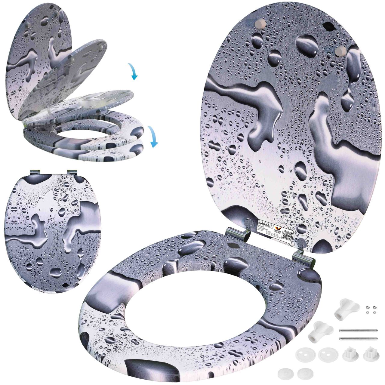 Casaria Toilettensitz Waterdrops mit Absenkautomatik
