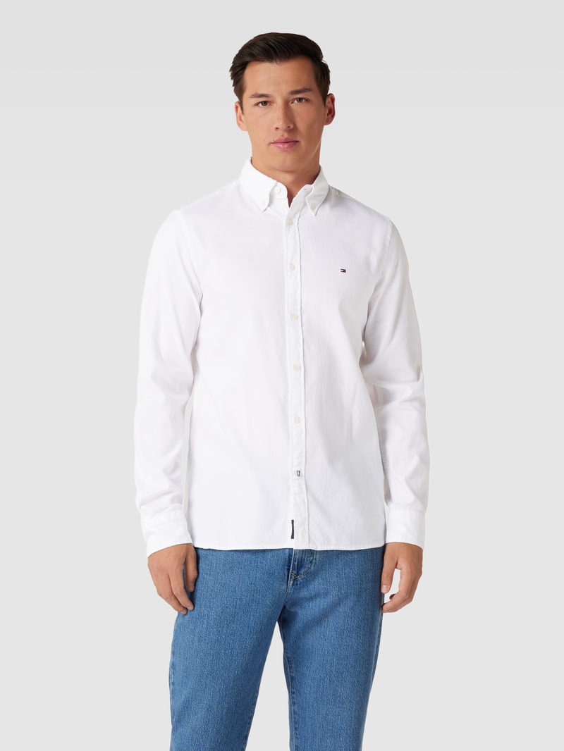 Freizeithemd mit Button-Down-Kragen Modell 'NATURAL' in weiß